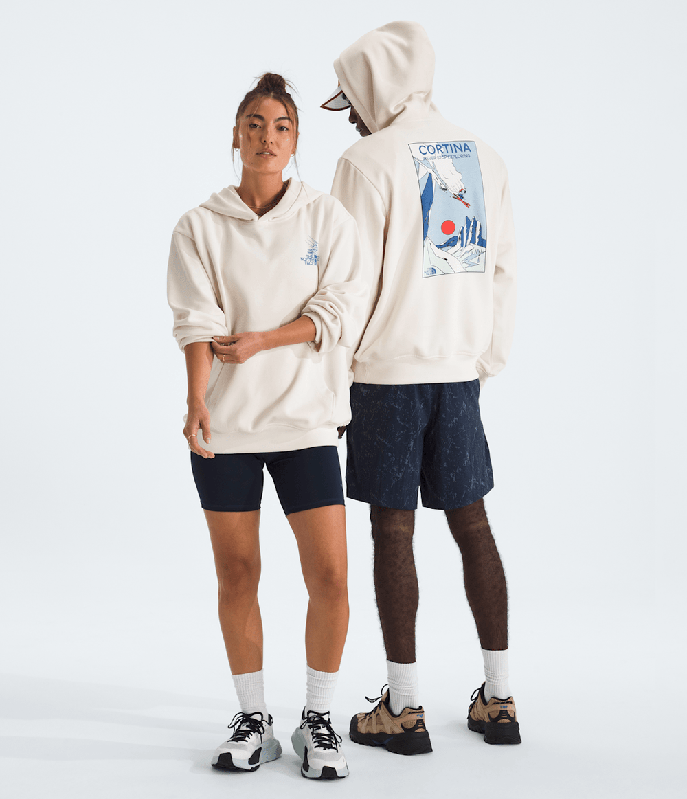 Unisex Mountain Celebration Relaxed Hoodie—Graphic - White Dune