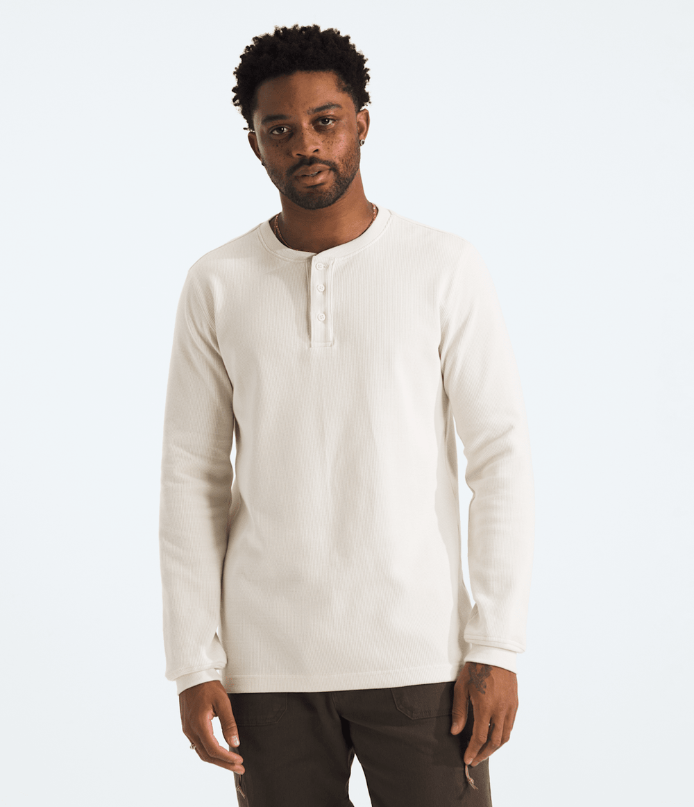 Men’s Waffle Long-Sleeve Henley - White Dune