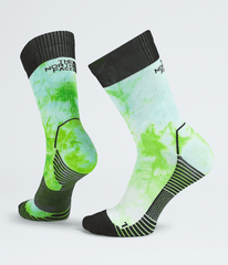 Trail Run Crew Socks—Print - Meta Lime Tie Dye/TNF Black