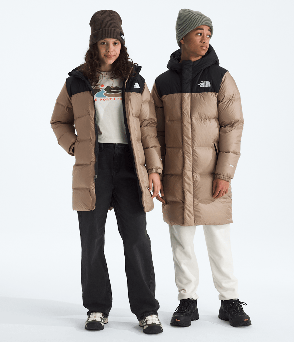 Boys’ & Girls’ Nuptse Long Parka - Mushroom Grey