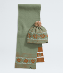 Cabin Ski Tuke And Scarf Set - Bark Mist/Burnt Umber/White Dune/Pom