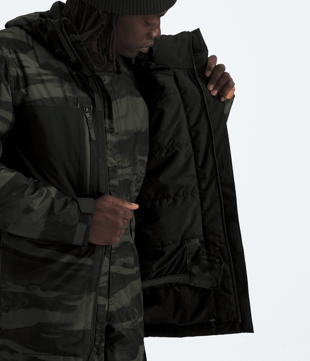 Men’s Freedom Insulated Jacket—Print - New Taupe Green Edge Of Light Print/TNF Black