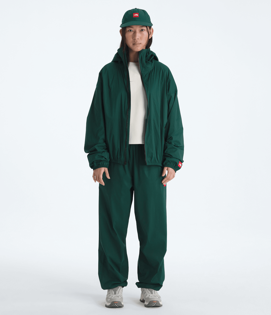 Men’s TNF™ Red Box Packable Hooded Wind Jacket - Hunter Green