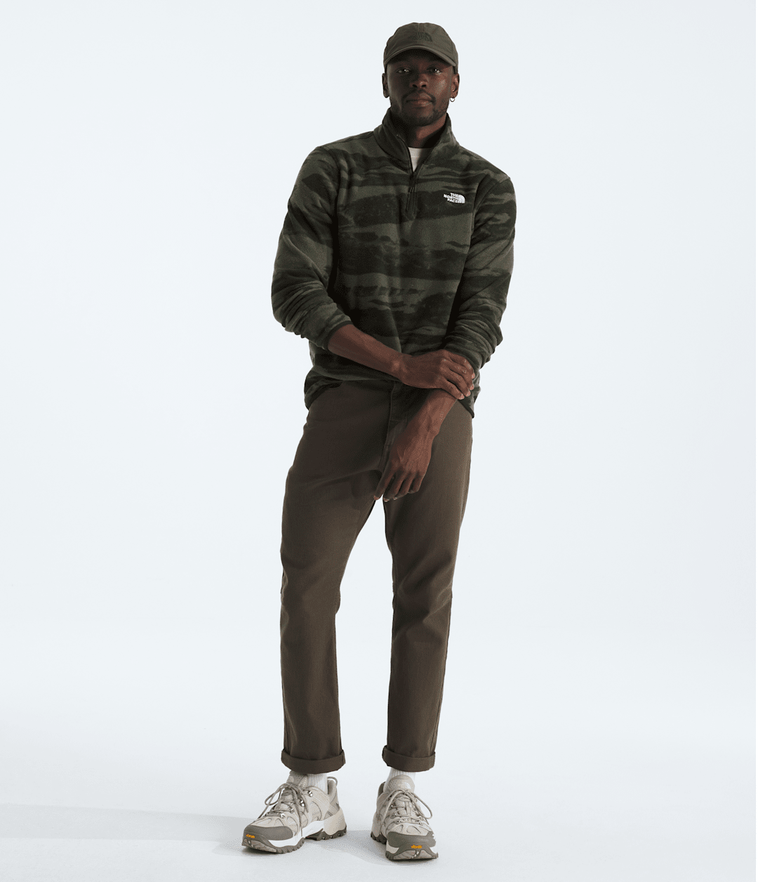 Men’s Glacier Fleece ¼-Zip—Print - New Taupe Green Edge Of Light Print