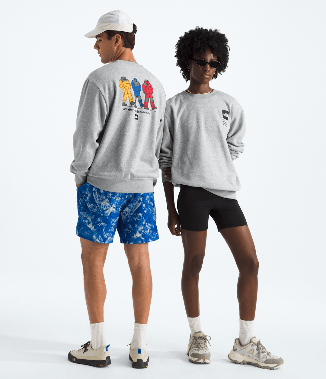 Unisex TNF™ Celebration Relaxed Crew—Graphic - TNF Light Grey Heather