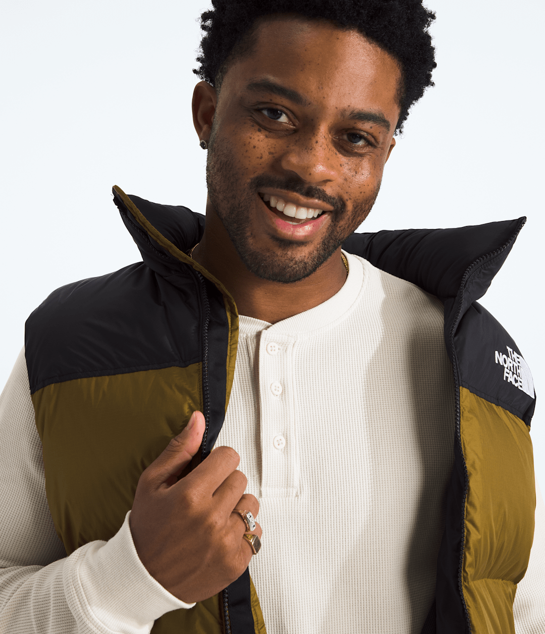 Men’s Waffle Long-Sleeve Henley - White Dune
