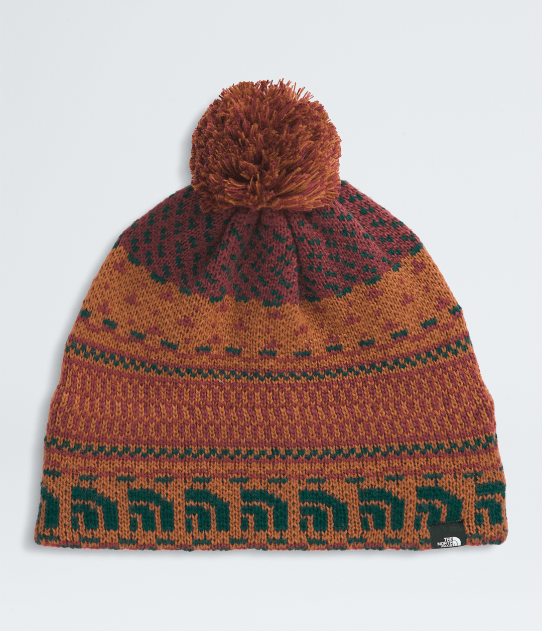 Cabin Ski Tuke - Burnt Umber Jacquard/Pom