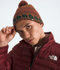 Cabin Ski Tuke - Burnt Umber Jacquard/Pom