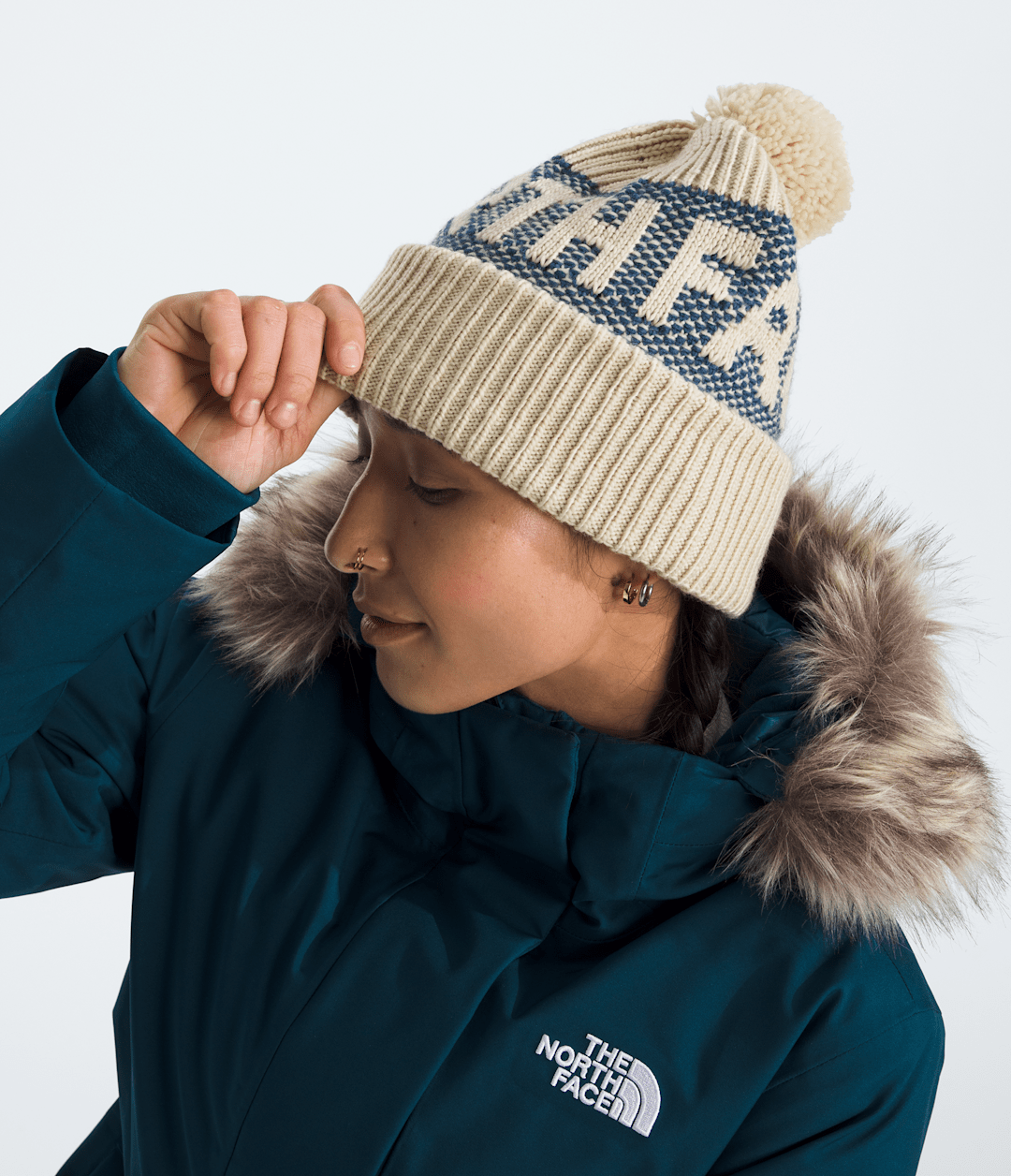 Retro Cabin Beanie - Gravel/Shady Blue