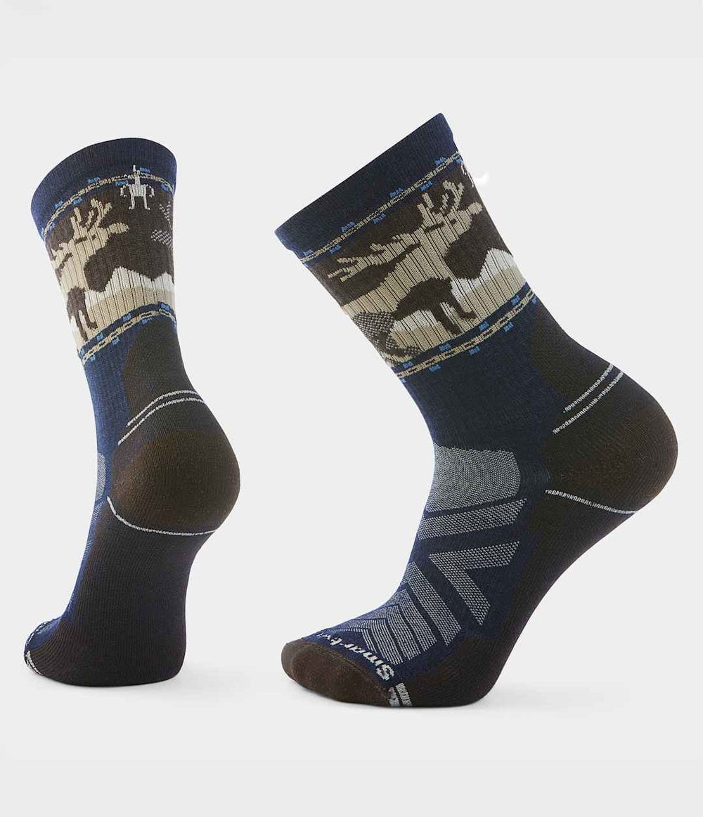 TNF X Smartwool HiKE Light Cushion Mountain Moose Crew Socks - Deep Navy