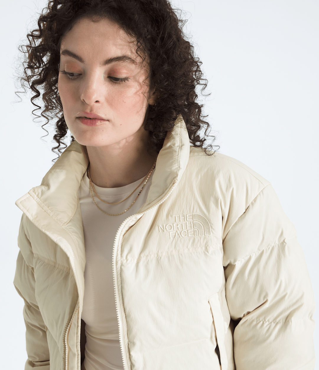 Women’s Nuptse Short DTM Jacket - White Dune