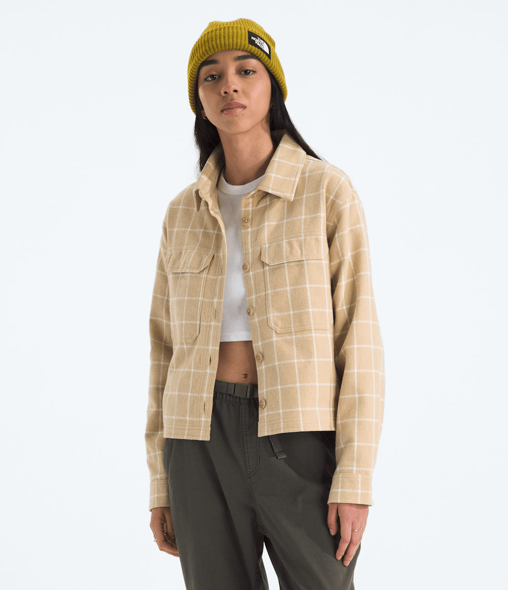 Women’s Valley Flannel Shirt—Plaid - Khaki Stone Grid Large Plaid