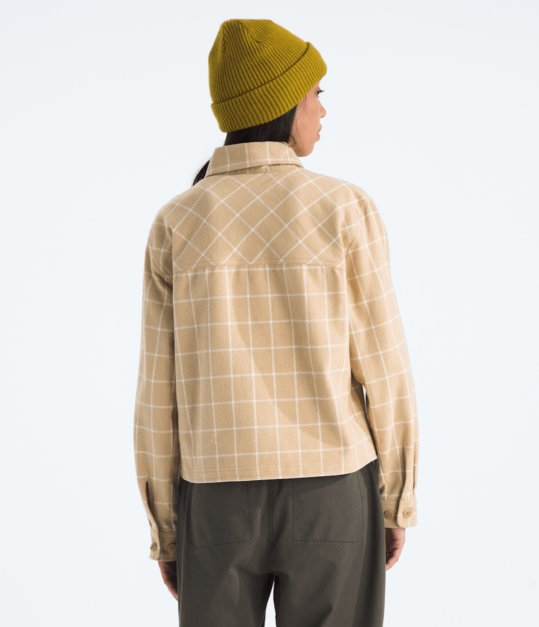 Women’s Valley Flannel Shirt—Plaid - Khaki Stone Grid Large Plaid