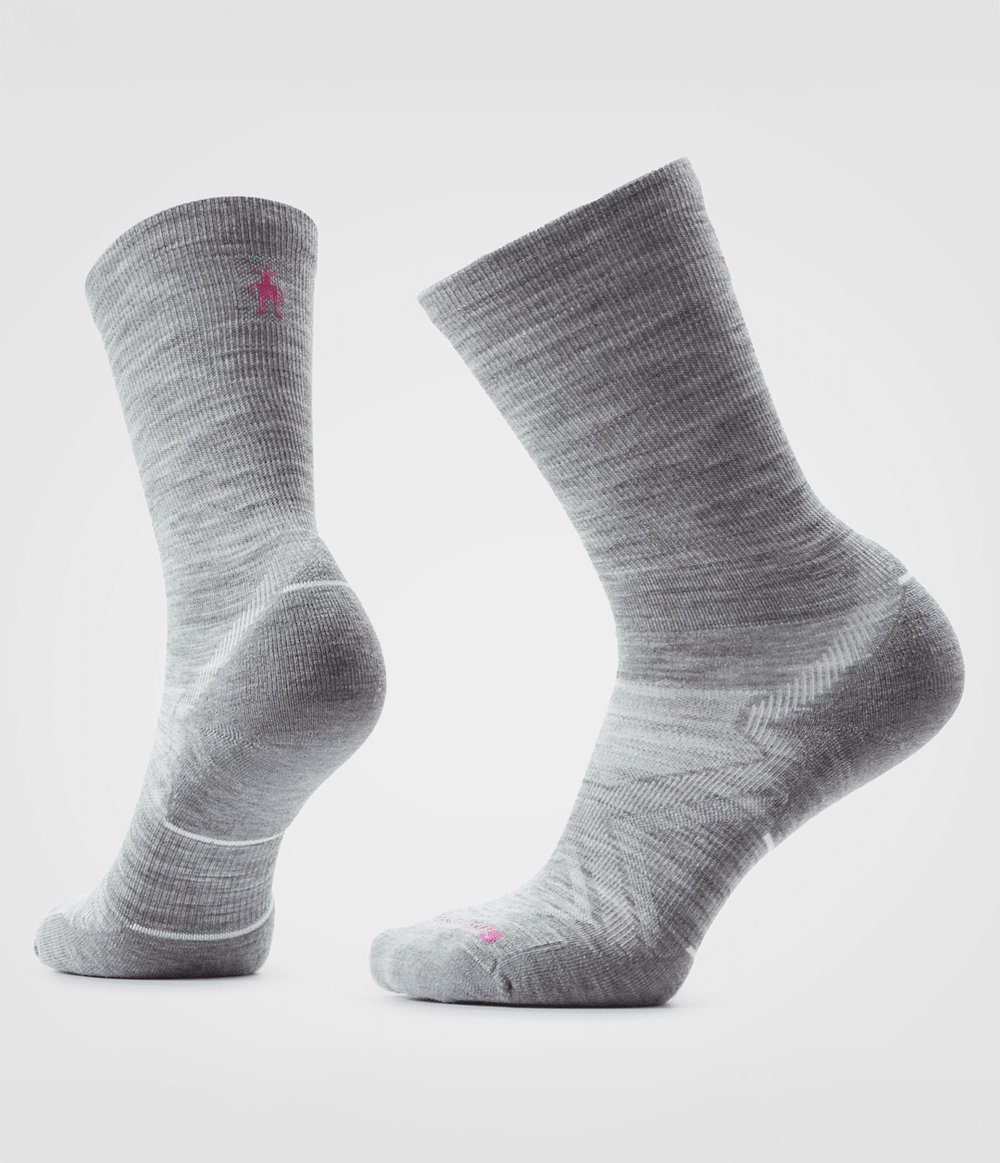 TNF X Smartwool Women's Run Cold Weather Targeted Cushion Crew Socks - Mid Grey - TNF Lemon
