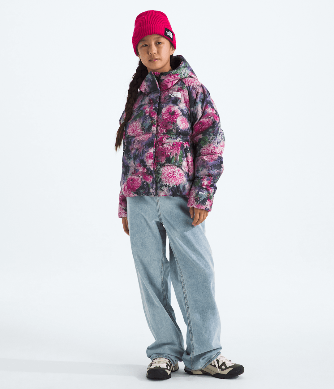 Girls’ North Down Hooded Jacket—Print - Pale Blossom Frozen Floral Print
