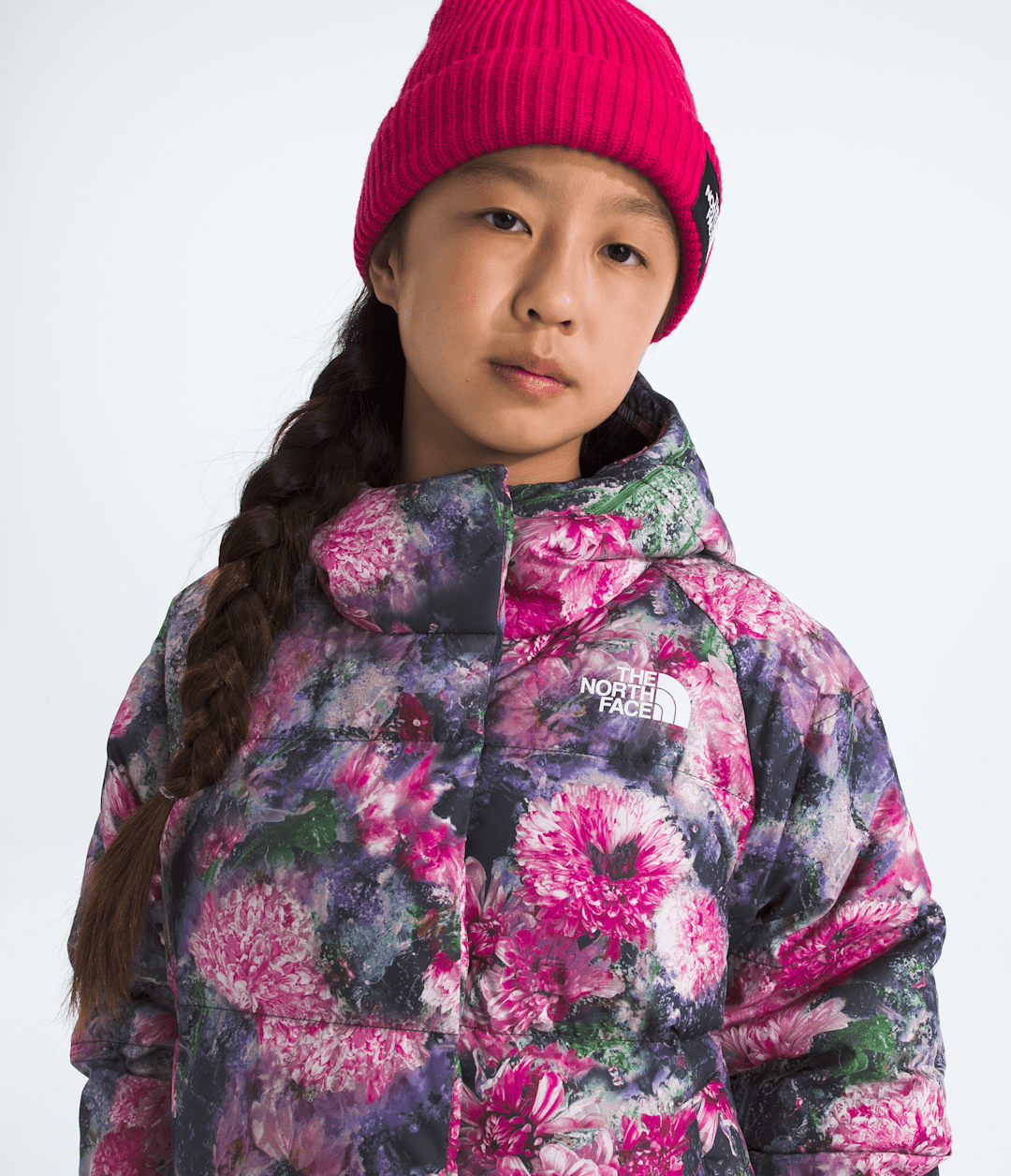 Girls’ North Down Hooded Jacket—Print - Pale Blossom Frozen Floral Print