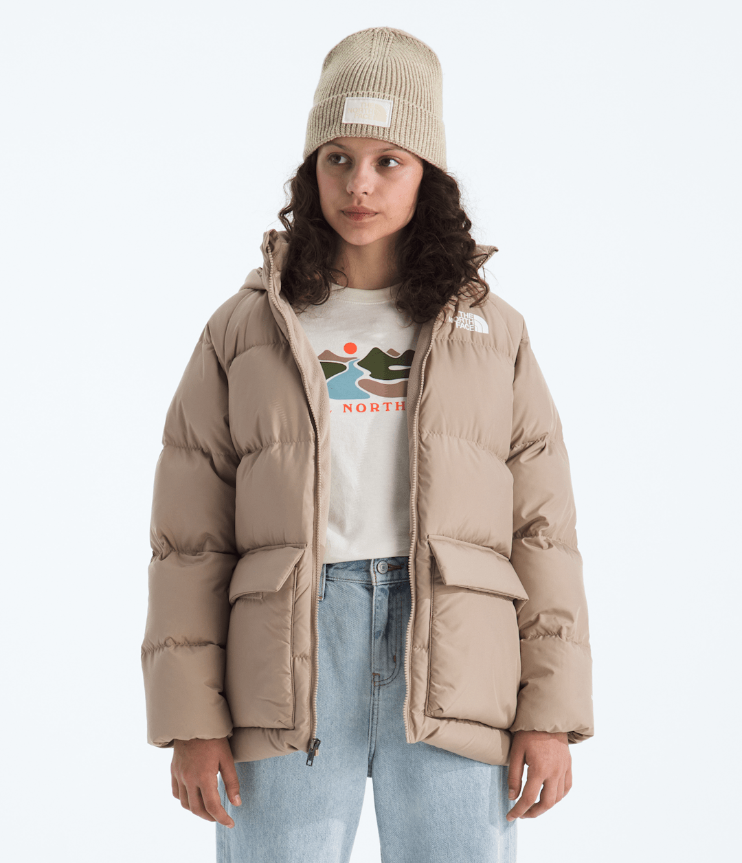 Boys’ & Girls’ North Down Fleece-Lined Short Parka - Mushroom Grey