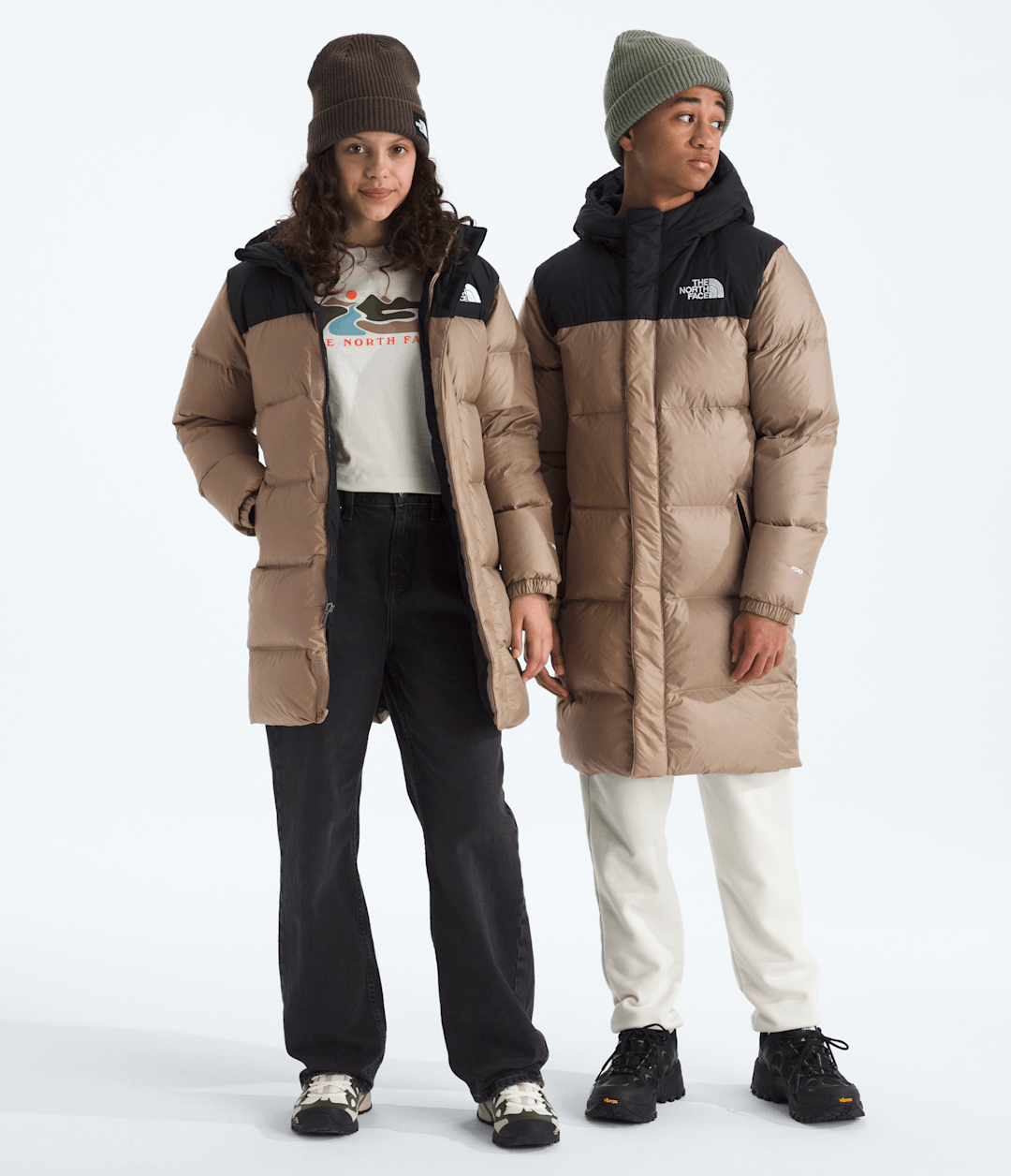 Boys’ & Girls’ Nuptse Long Parka - Mushroom Grey