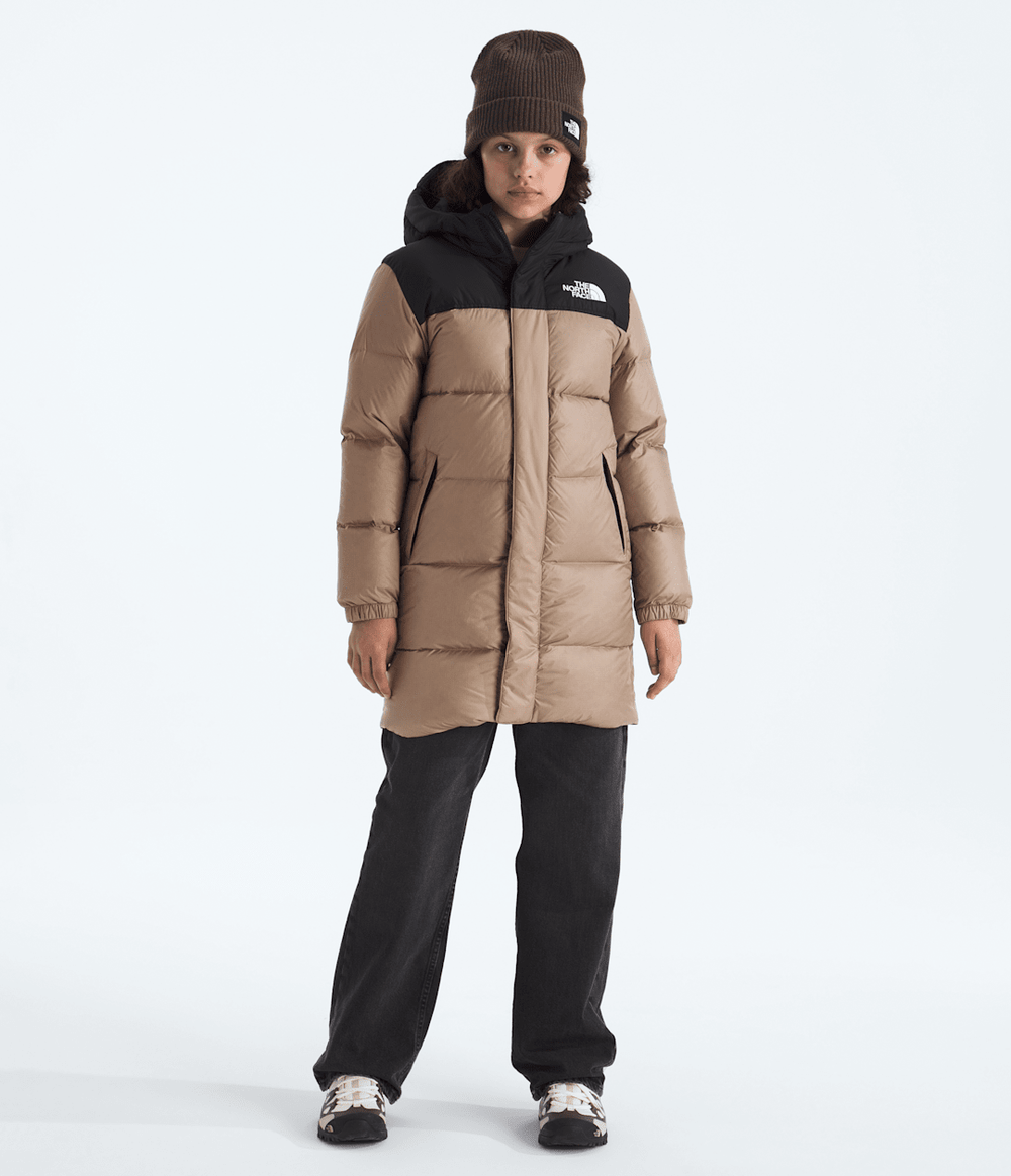 Boys’ & Girls’ Nuptse Long Parka - Mushroom Grey