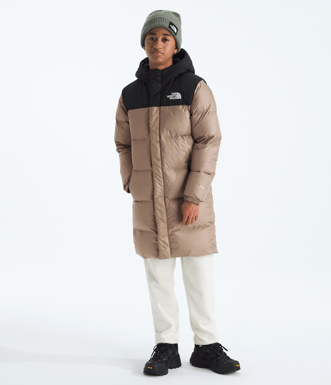 Boys’ & Girls’ Nuptse Long Parka - Mushroom Grey