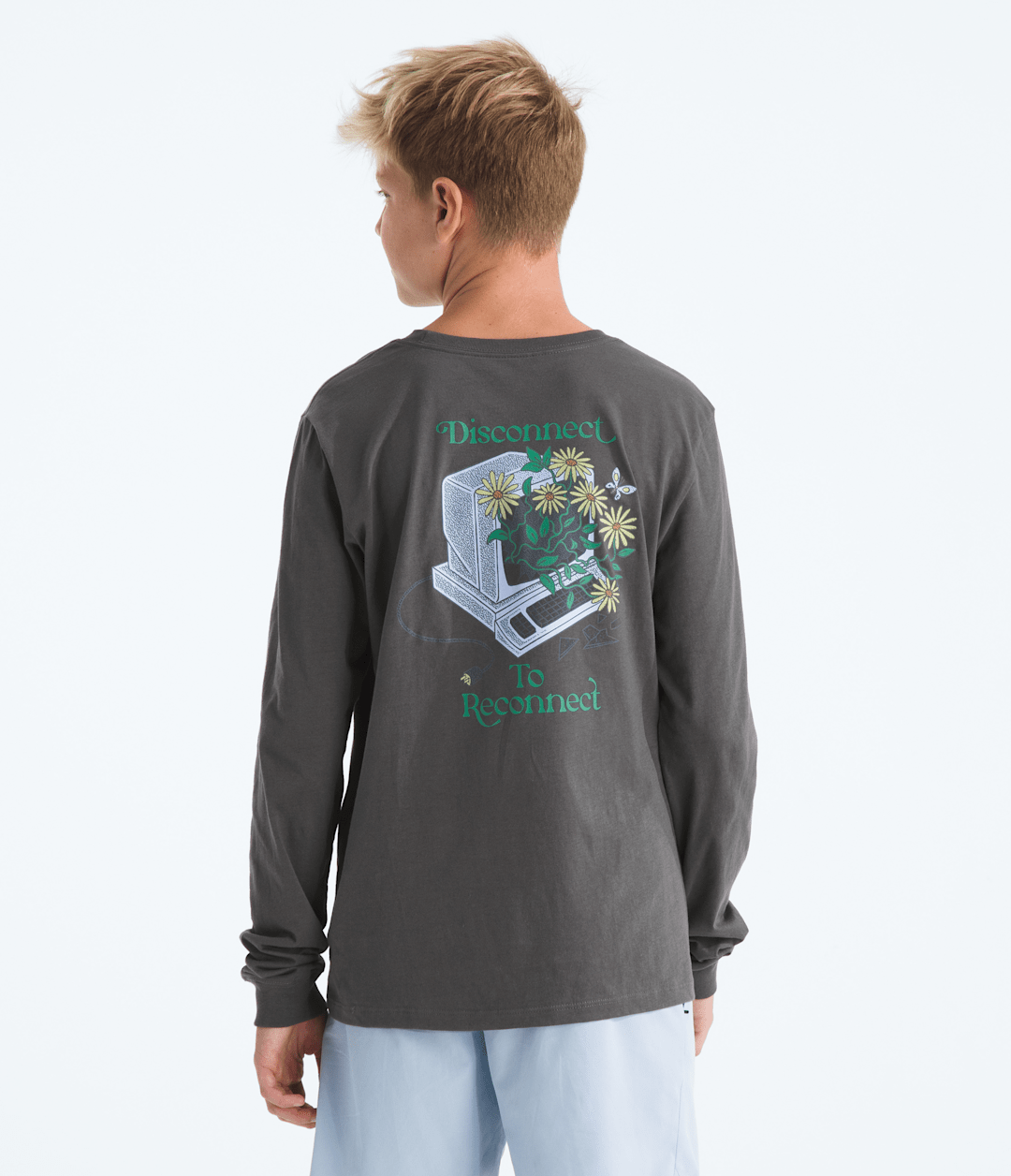 Boys’ & Girls’ Evolution Disconnect Long-Sleeve Tee—Graphic - Anthracite Grey