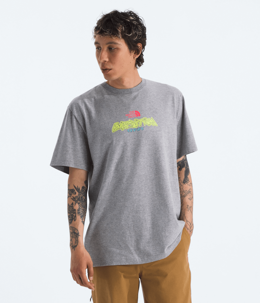 Men’s TNF™ Essential Expedition Series Short-Sleeve Tee—Graphic - TNF Pale Grey Heather