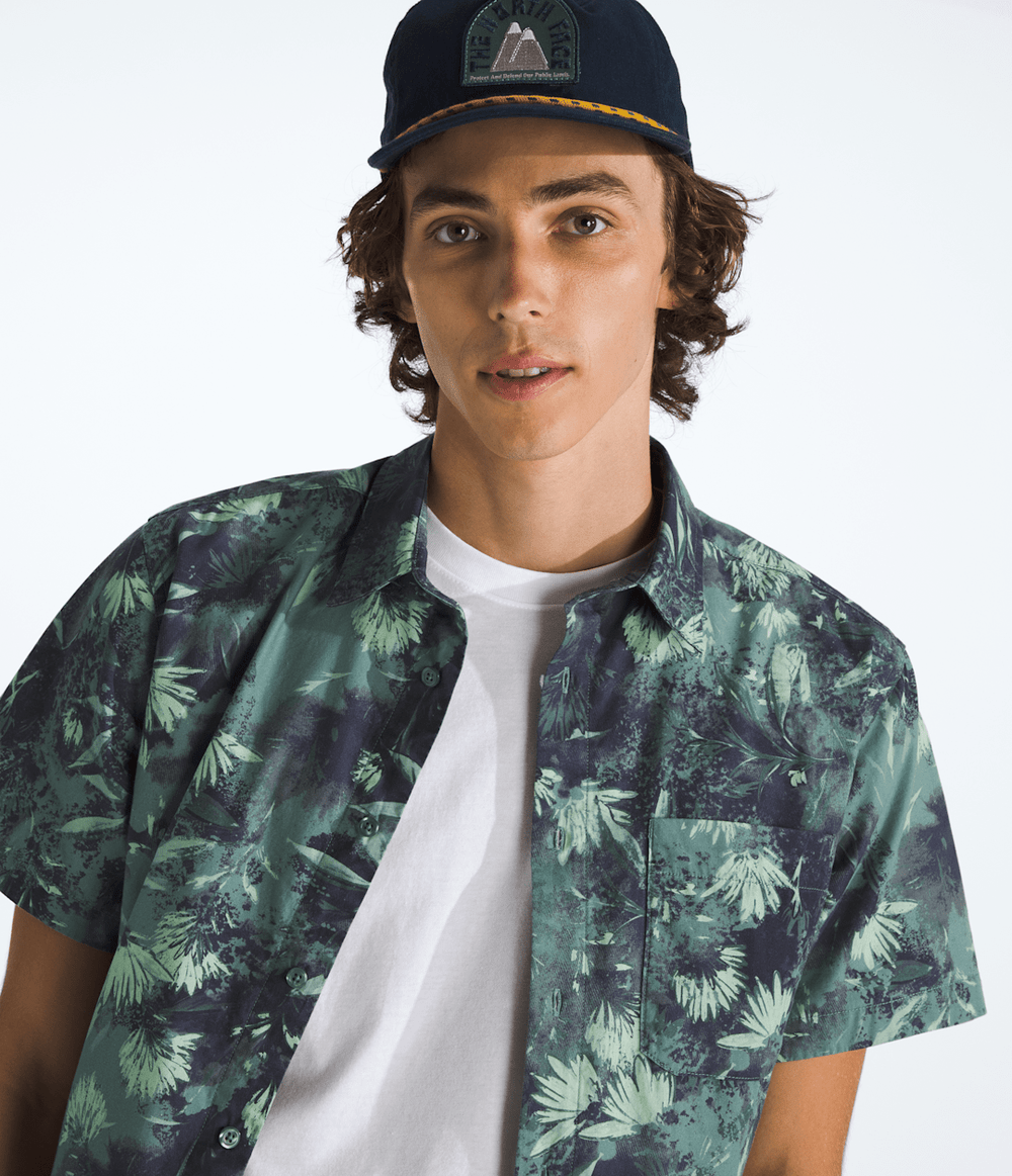 Men’s Short-Sleeve Baytrail Pattern Shirt - Duck Green Prairie Flowers Print