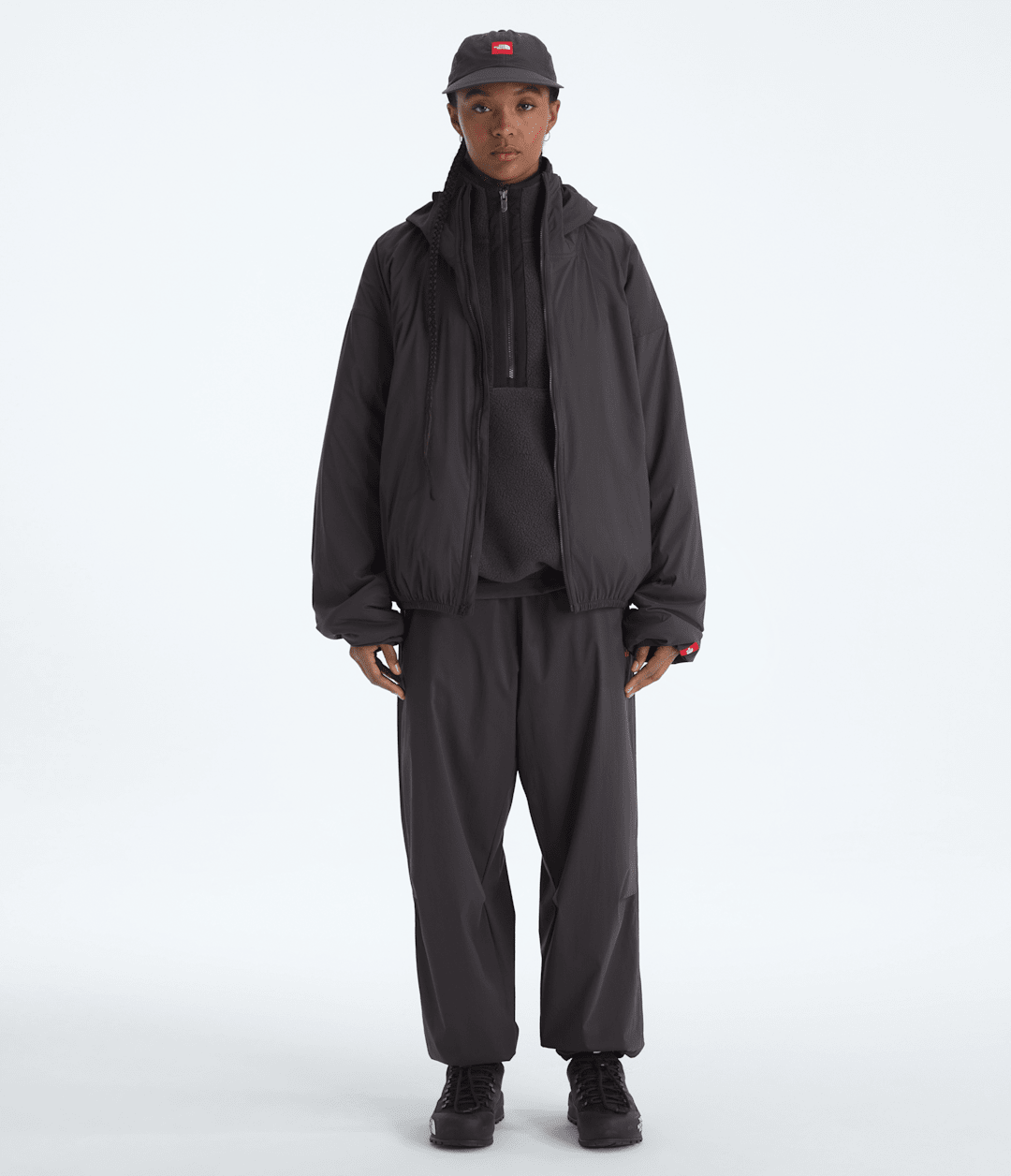 Men’s TNF™ Red Box Packable Hooded Wind Jacket - Obsidian