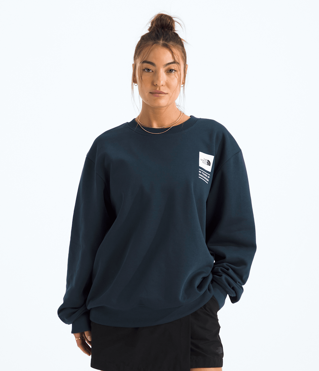 Unisex TNF™ Celebration Relaxed Crew—Graphic - Summit Navy