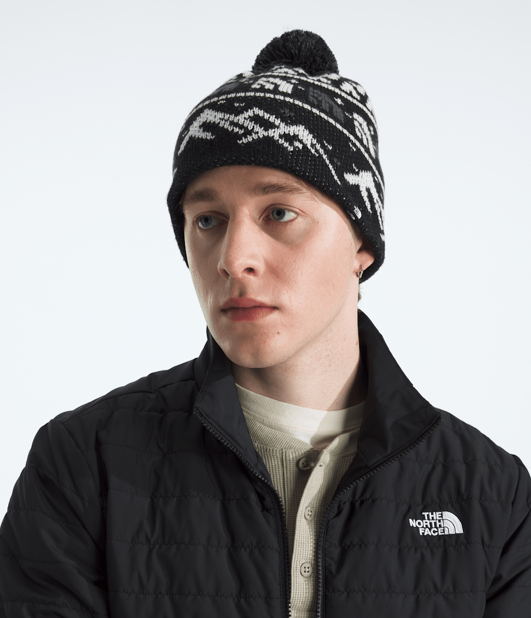 Cabin Ski Tuke - TNF Black Jacquard/Pom