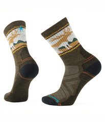 TNF X Smartwool HiKE Light Cushion Mountain Moose Crew Socks - MLITARY OLIVE