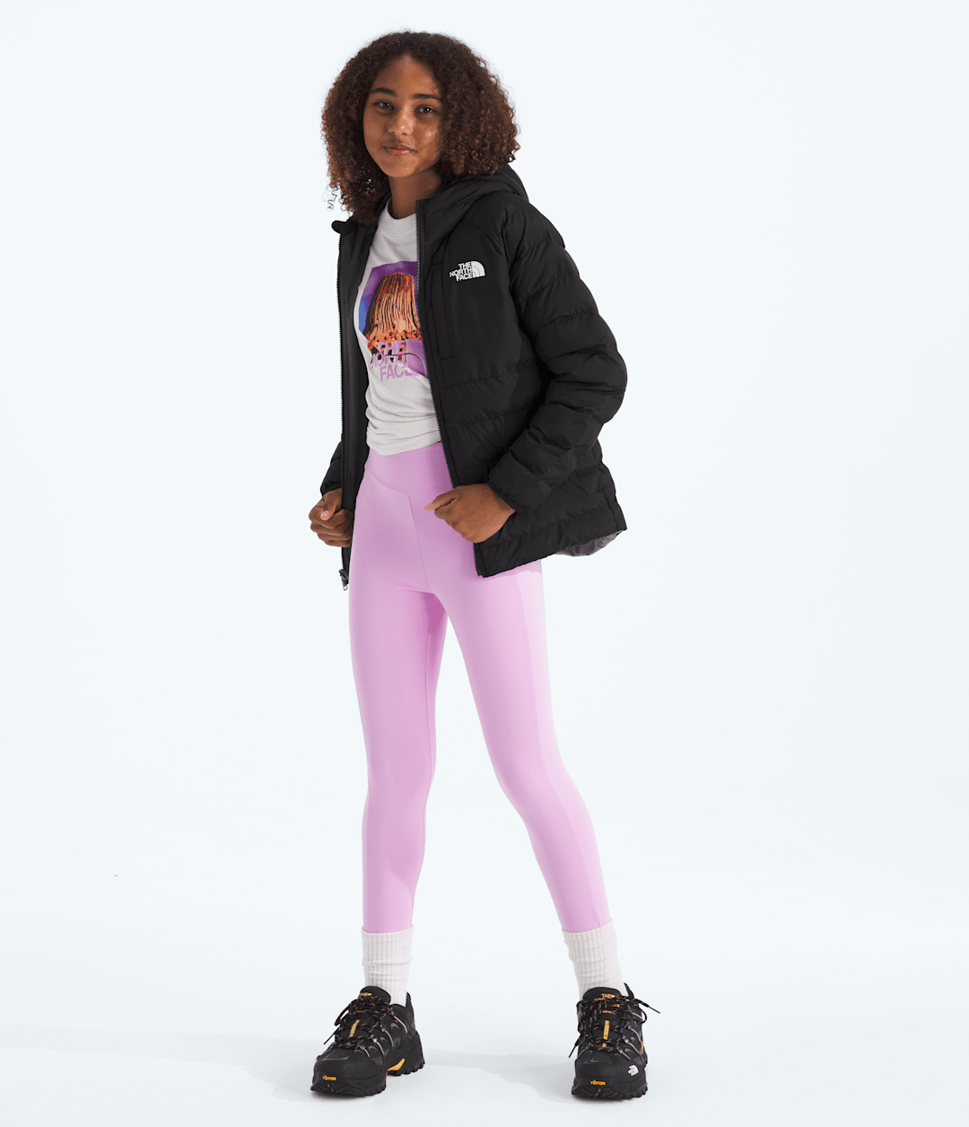 Girls’ Reversible Perrito Hooded Jacket - TNF Black/Smoked Pearl