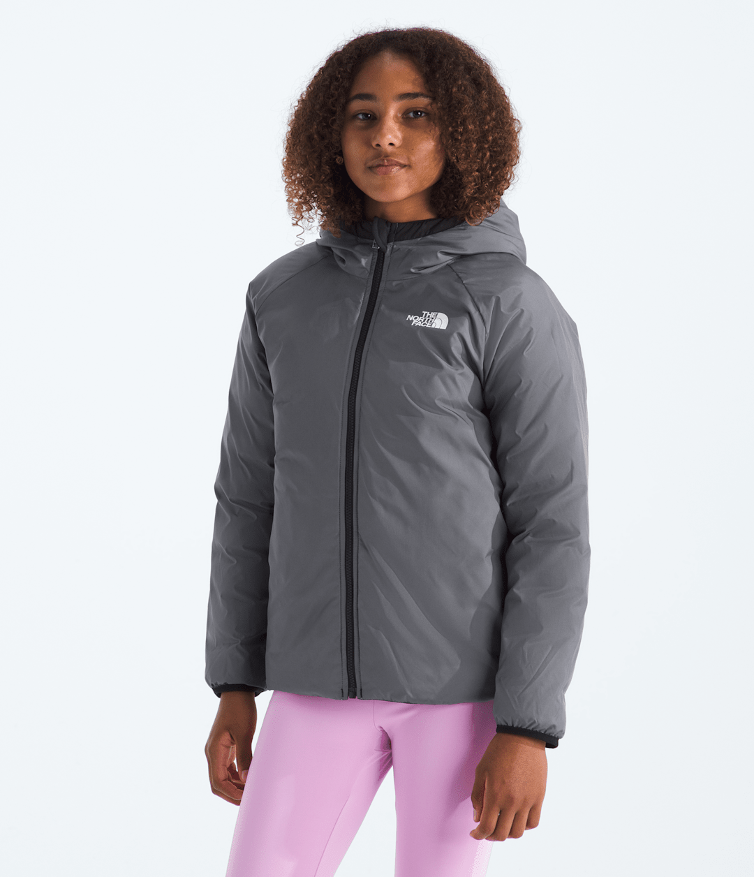 Girls’ Reversible Perrito Hooded Jacket - TNF Black/Smoked Pearl