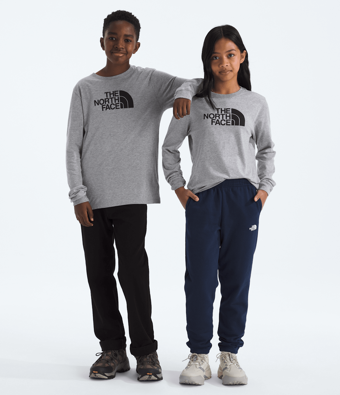 Boys’ & Girls’ Evolution Half Dome Long-Sleeve Tee - TNF Pale Grey Heather